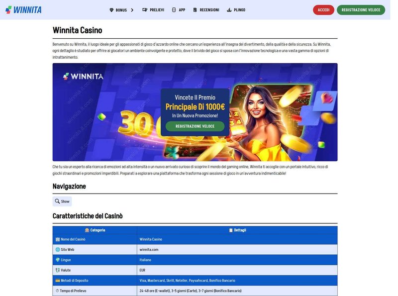 Scopri l'esperienza di gioco del casinò Winnita in Italia: è finalmente facile! - panoramica Scopri l'esperienza di gioco del casinò Winnita in Italia: è finalmente facile! - panoramica